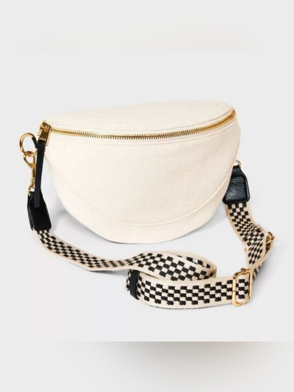 Universal Thread Cream Crossbody with Black-Patterned Strap